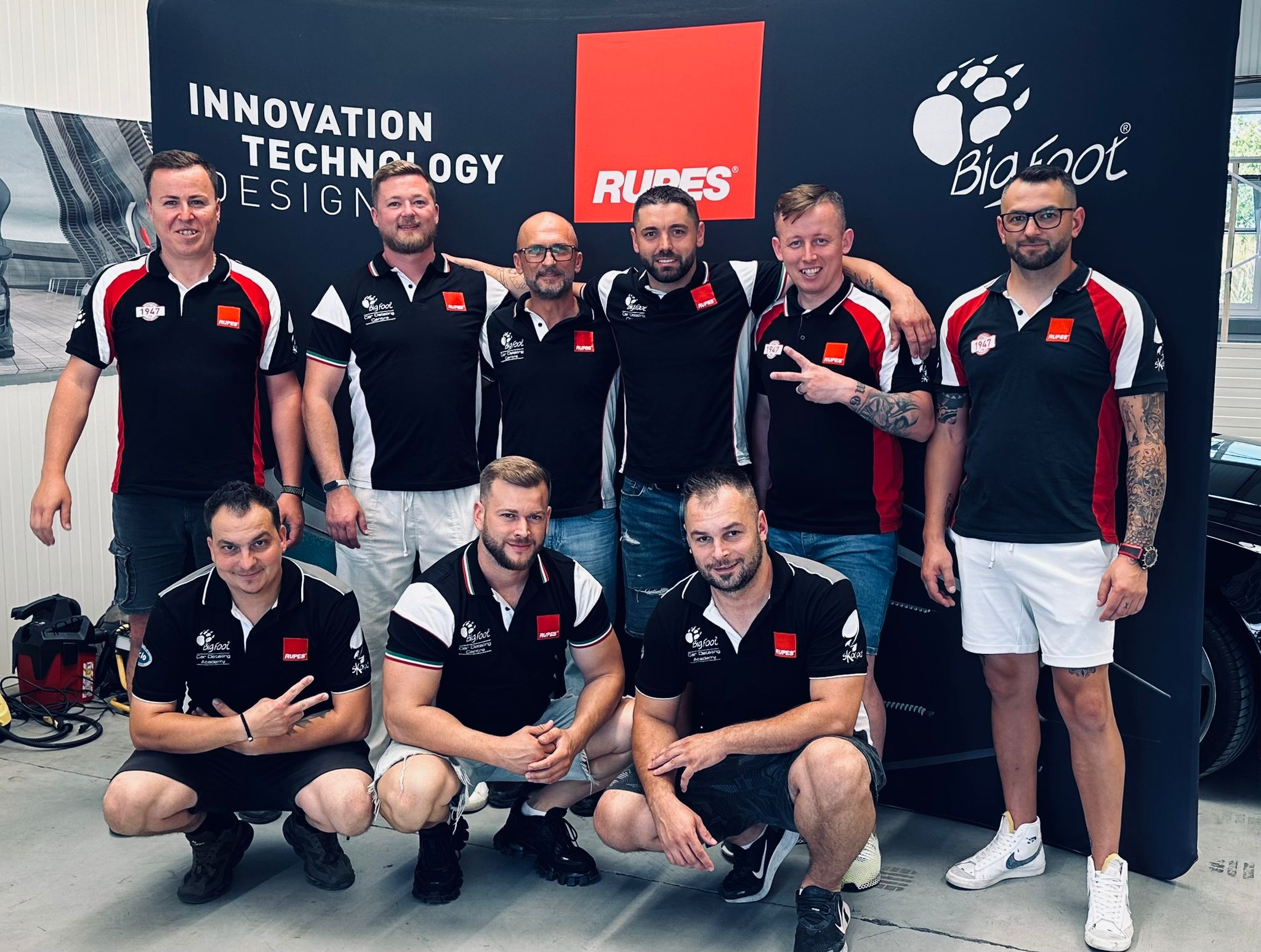 Our team working on a vehicle